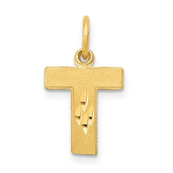 Million Charms 14K Yellow Gold Themed Alphabet Letter Initial T Charm