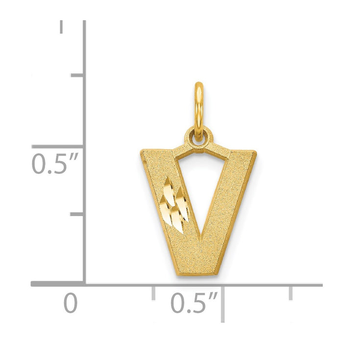 Million Charms 14K Yellow Gold Themed Alphabet Letter Initial V Charm