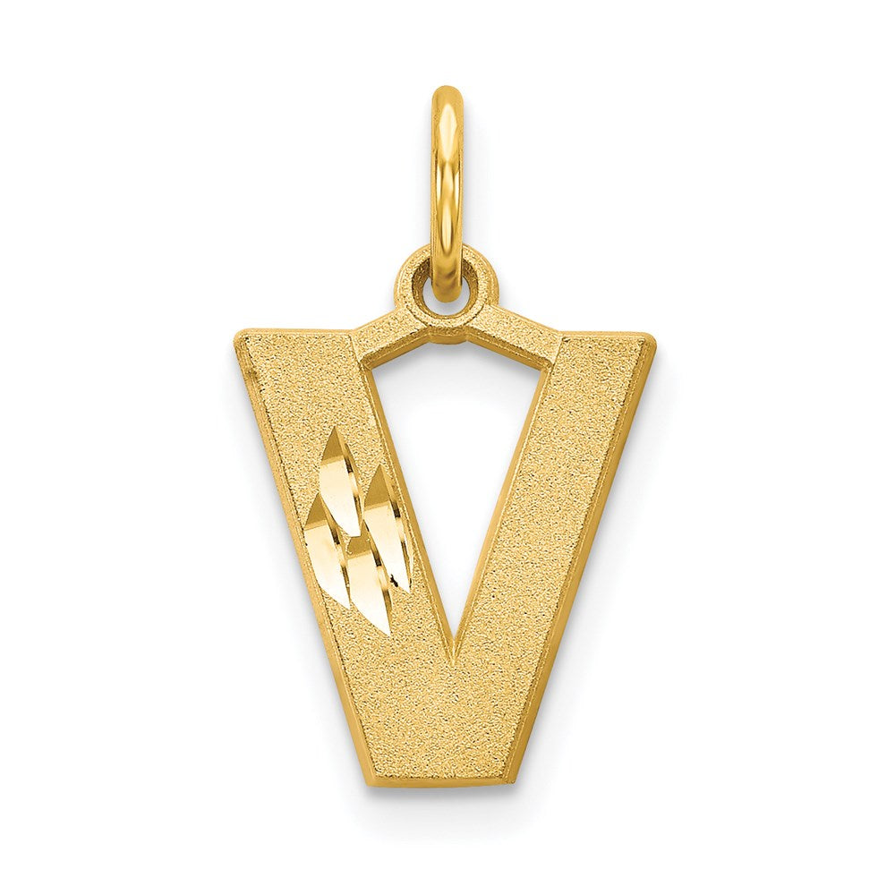 Million Charms 14K Yellow Gold Themed Alphabet Letter Initial V Charm