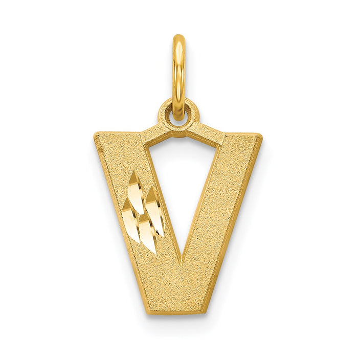 Million Charms 14K Yellow Gold Themed Alphabet Letter Initial V Charm