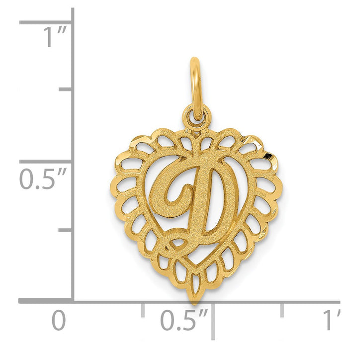 Million Charms 14K Yellow Gold Themed Alphabet Letter Initial D Charm