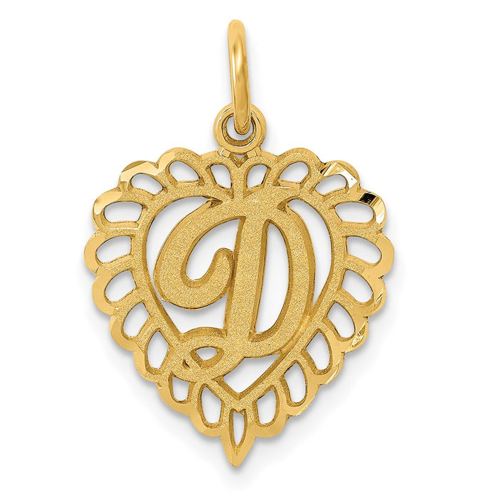 Million Charms 14K Yellow Gold Themed Alphabet Letter Initial D Charm