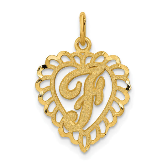 Million Charms 14K Yellow Gold Themed Alphabet Letter Initial F Charm