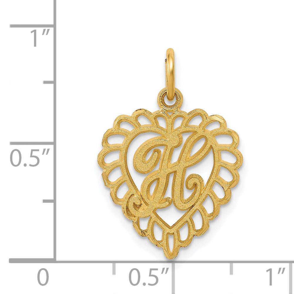 Million Charms 14K Yellow Gold Themed Alphabet Letter Initial H Charm