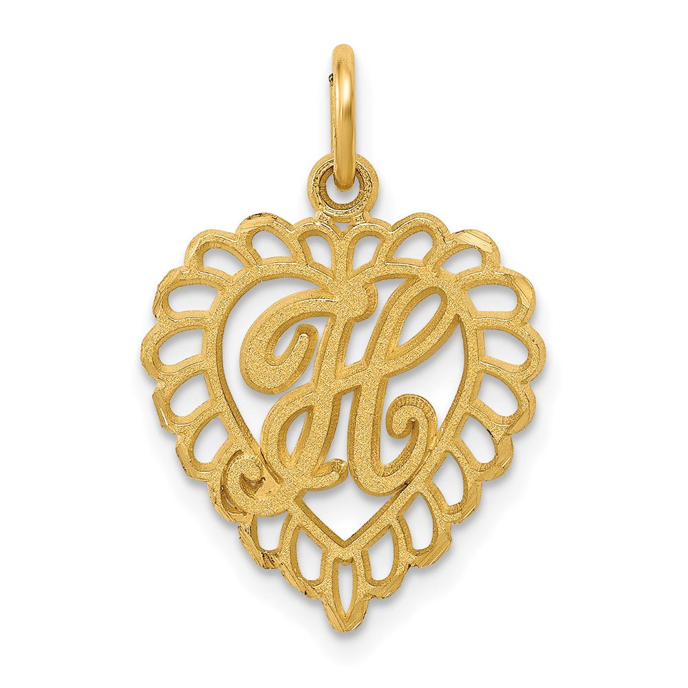 Million Charms 14K Yellow Gold Themed Alphabet Letter Initial H Charm