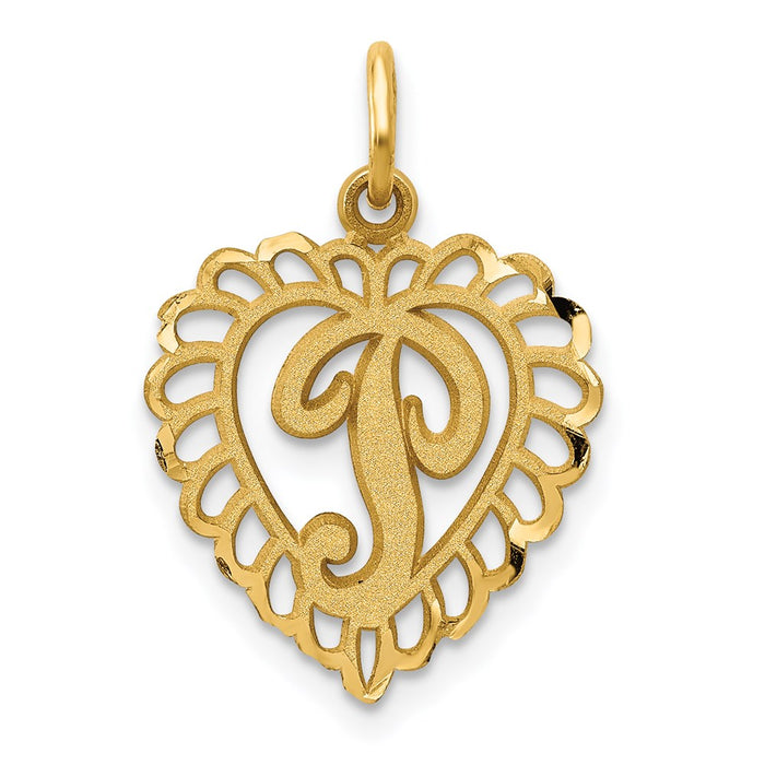 Million Charms 14K Yellow Gold Themed Alphabet Letter Initial P Charm