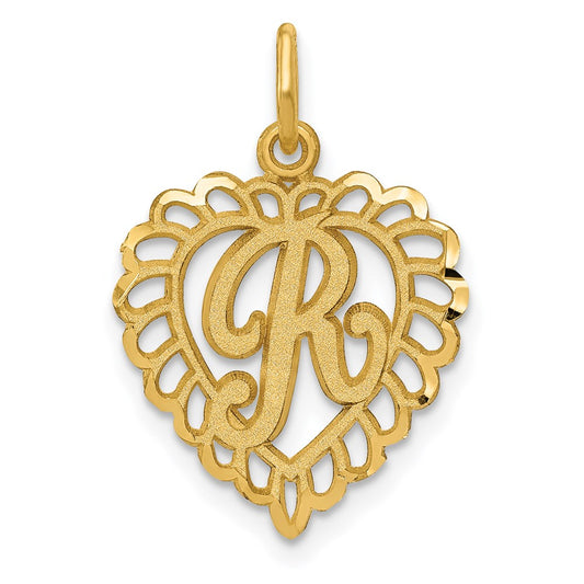 Million Charms 14K Yellow Gold Themed Alphabet Letter Initial R Charm