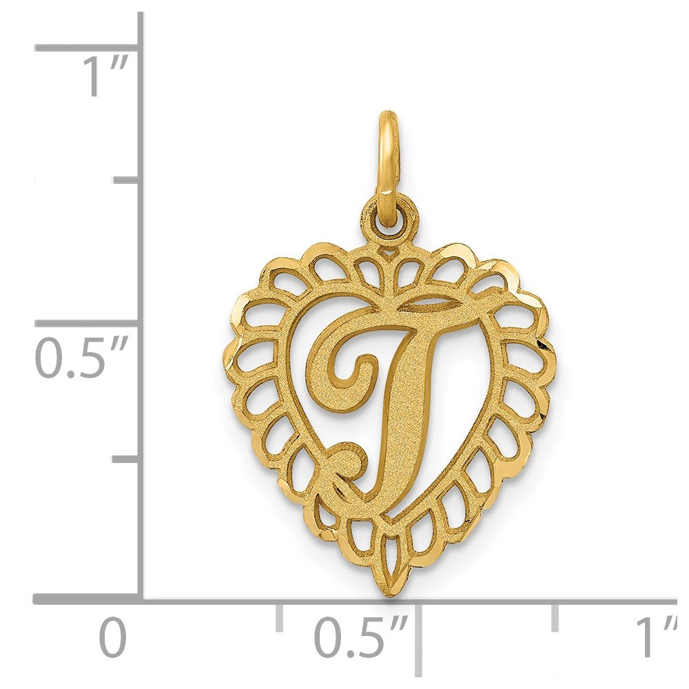 Million Charms 14K Yellow Gold Themed Alphabet Letter Initial T Charm