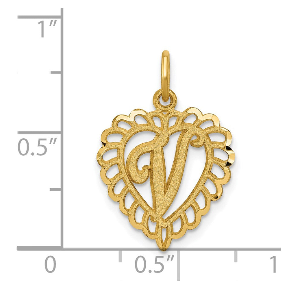 Million Charms 14K Yellow Gold Themed Alphabet Letter Initial V Charm