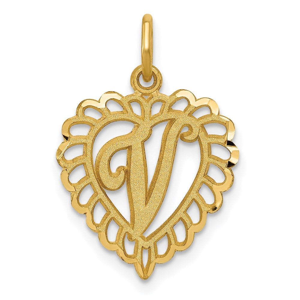 Million Charms 14K Yellow Gold Themed Alphabet Letter Initial V Charm