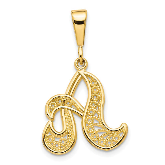 Million Charms 14K Yellow Gold Themed Alphabet Letter Initial A Charm