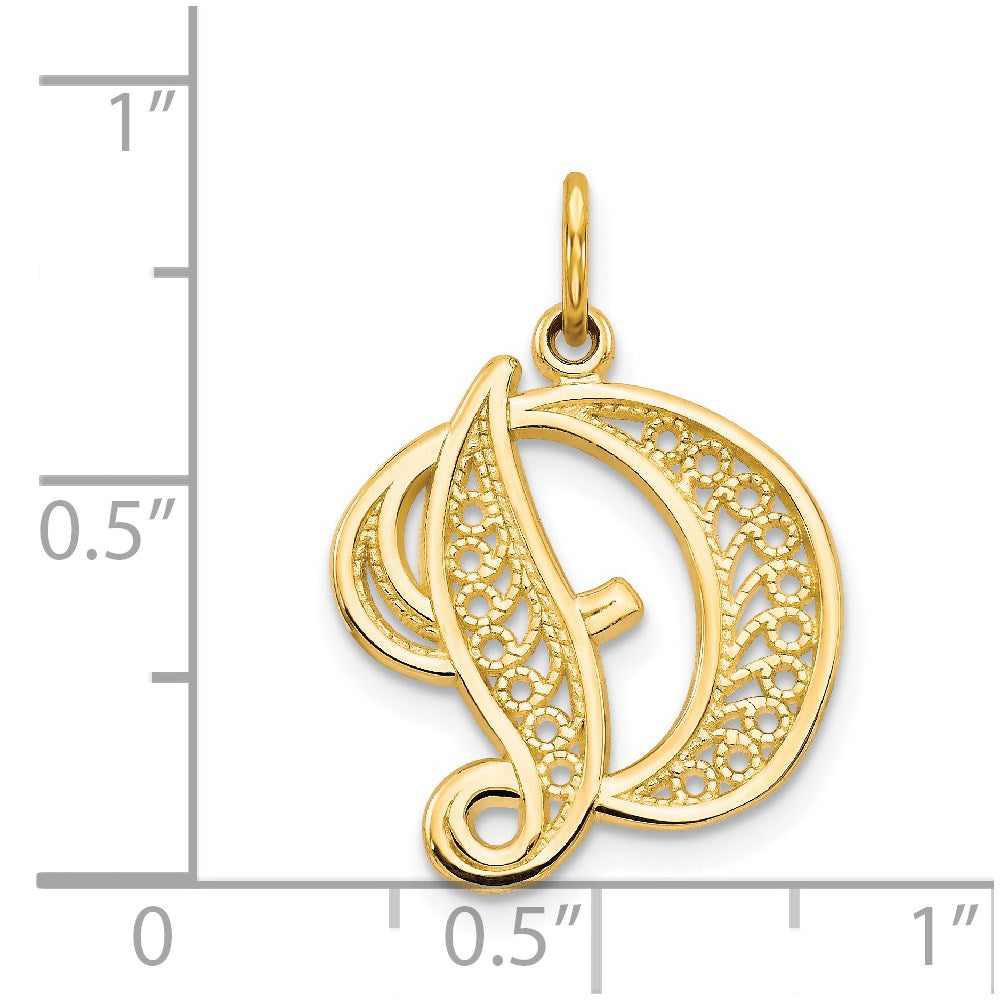 Million Charms 14K Yellow Gold Themed Alphabet Letter Initial D Charm