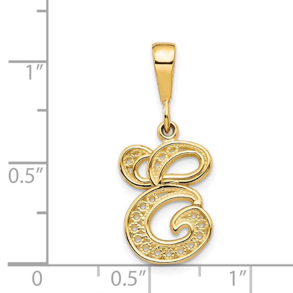 Million Charms 14K Yellow Gold Themed Alphabet Letter Initial E Charm