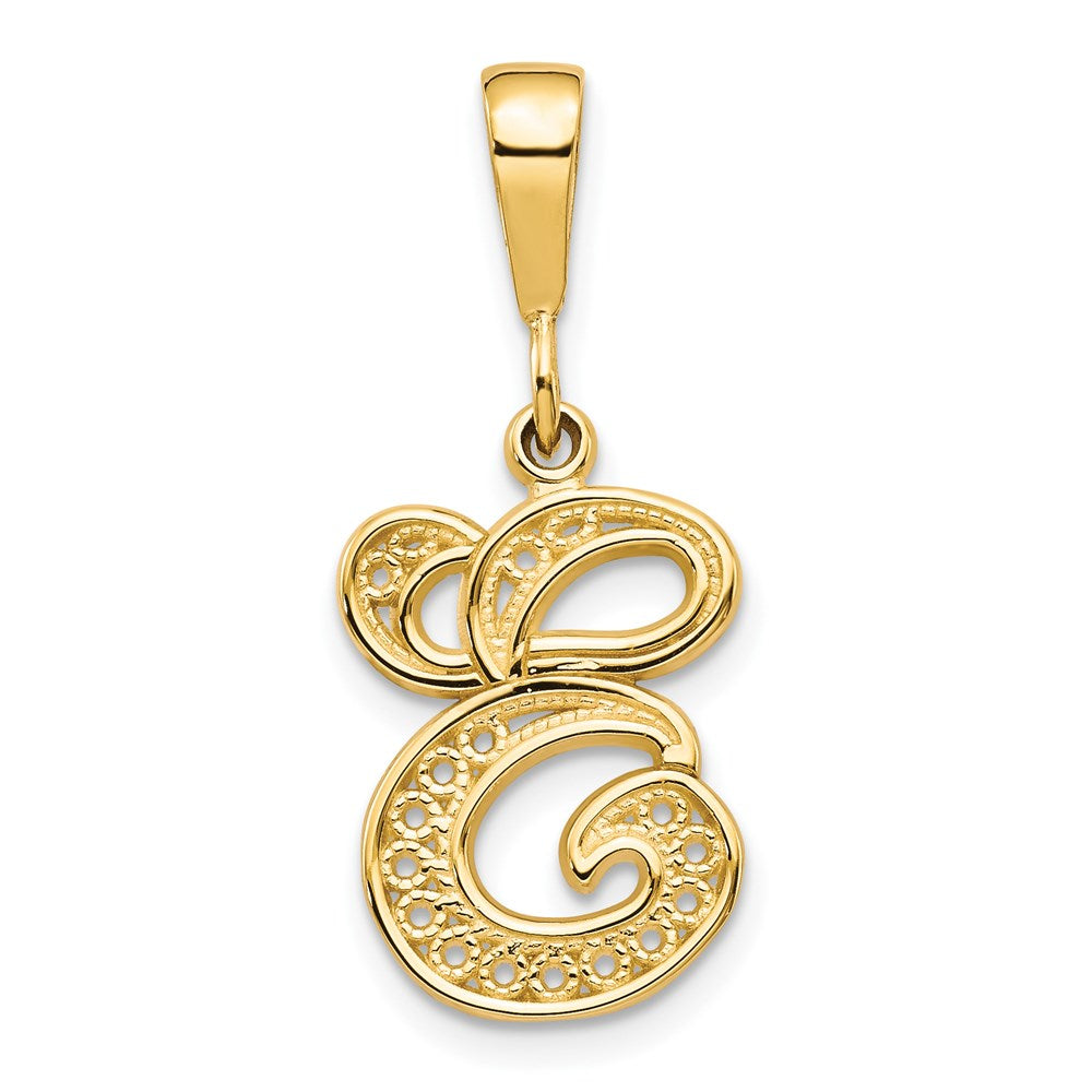 Million Charms 14K Yellow Gold Themed Alphabet Letter Initial E Charm