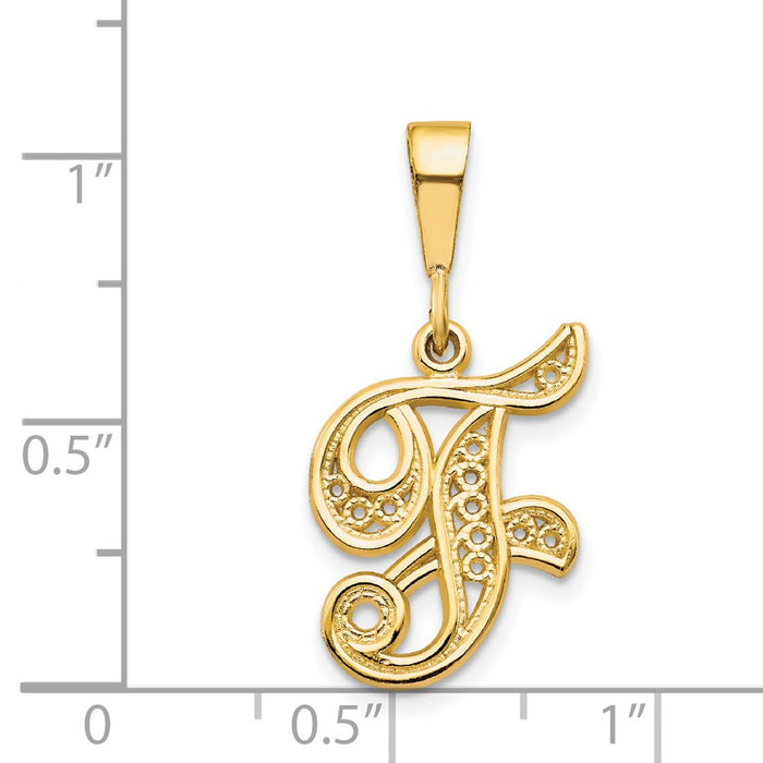 Million Charms 14K Yellow Gold Themed Alphabet Letter Initial F Charm