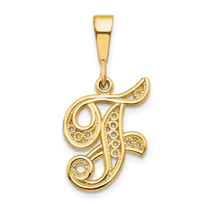 Million Charms 14K Yellow Gold Themed Alphabet Letter Initial F Charm