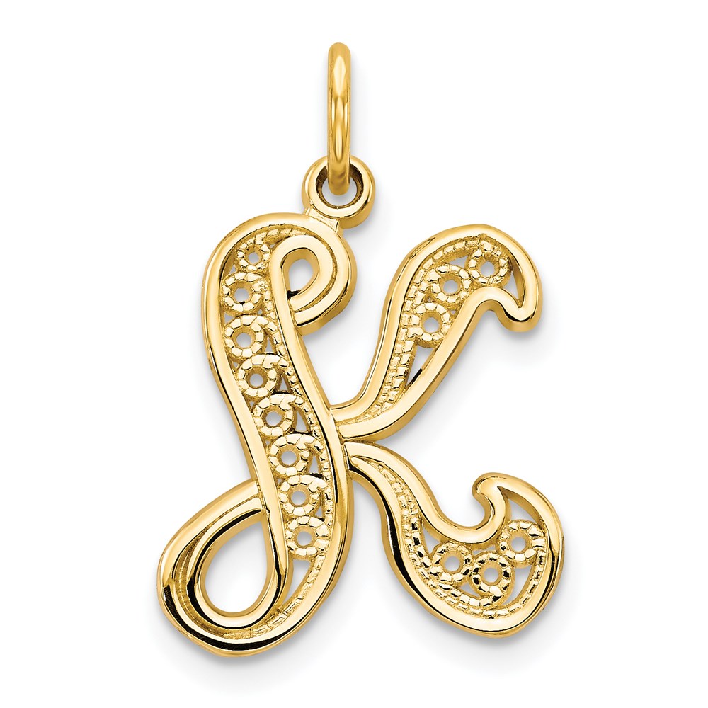 Million Charms 14K Yellow Gold Themed Alphabet Letter Initial K Charm