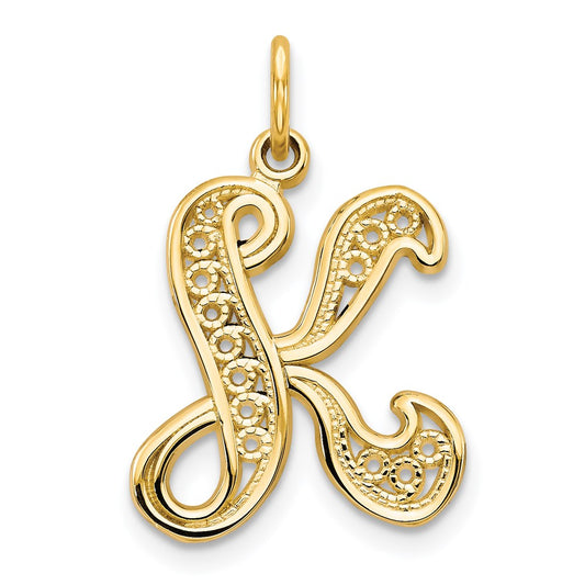 Million Charms 14K Yellow Gold Themed Alphabet Letter Initial K Charm