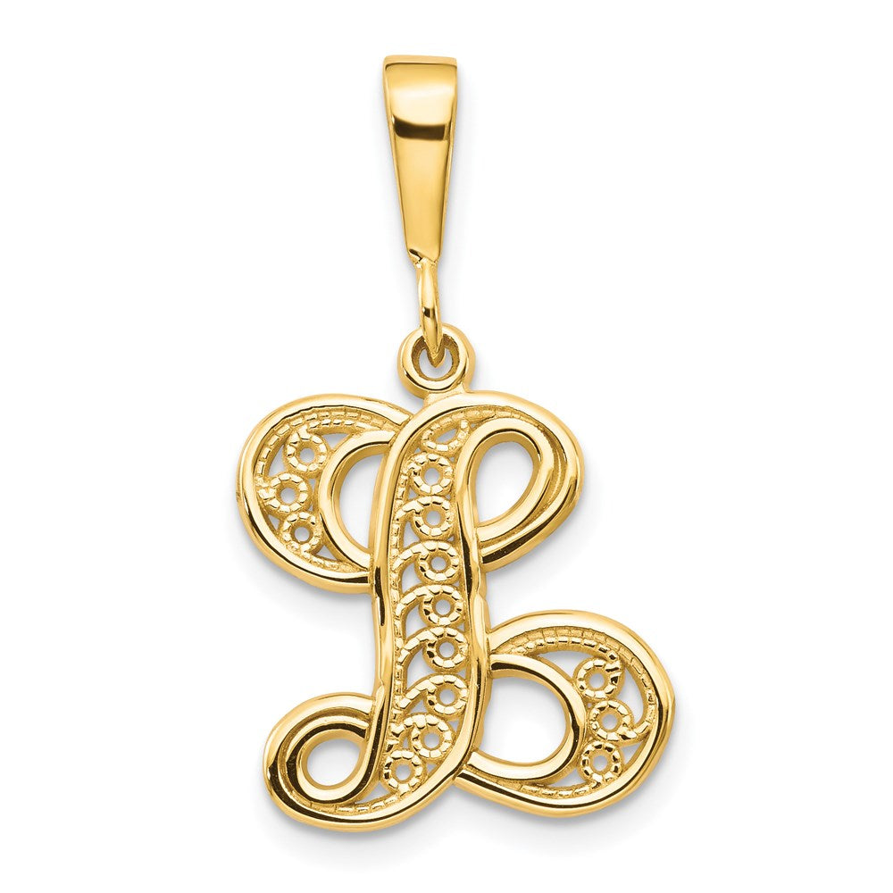 Million Charms 14K Yellow Gold Themed Alphabet Letter Initial L Charm