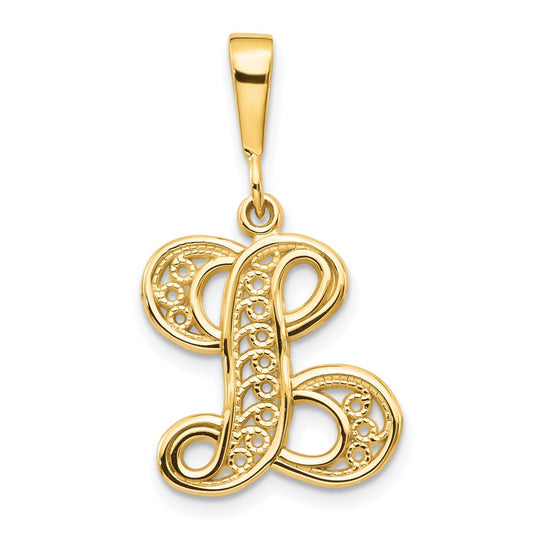 Million Charms 14K Yellow Gold Themed Alphabet Letter Initial L Charm