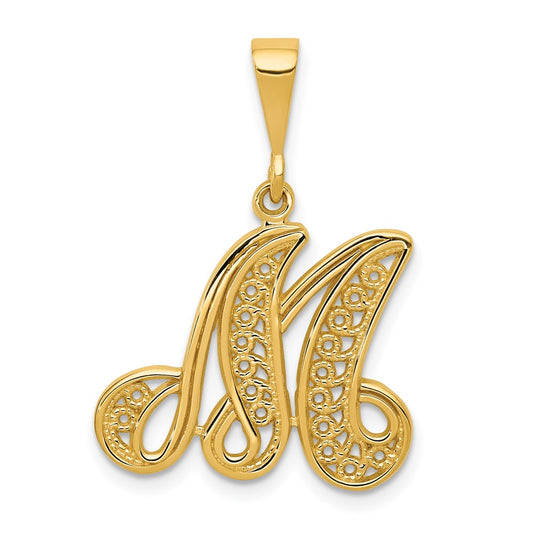 Million Charms 14K Yellow Gold Themed Alphabet Letter Initial M Charm