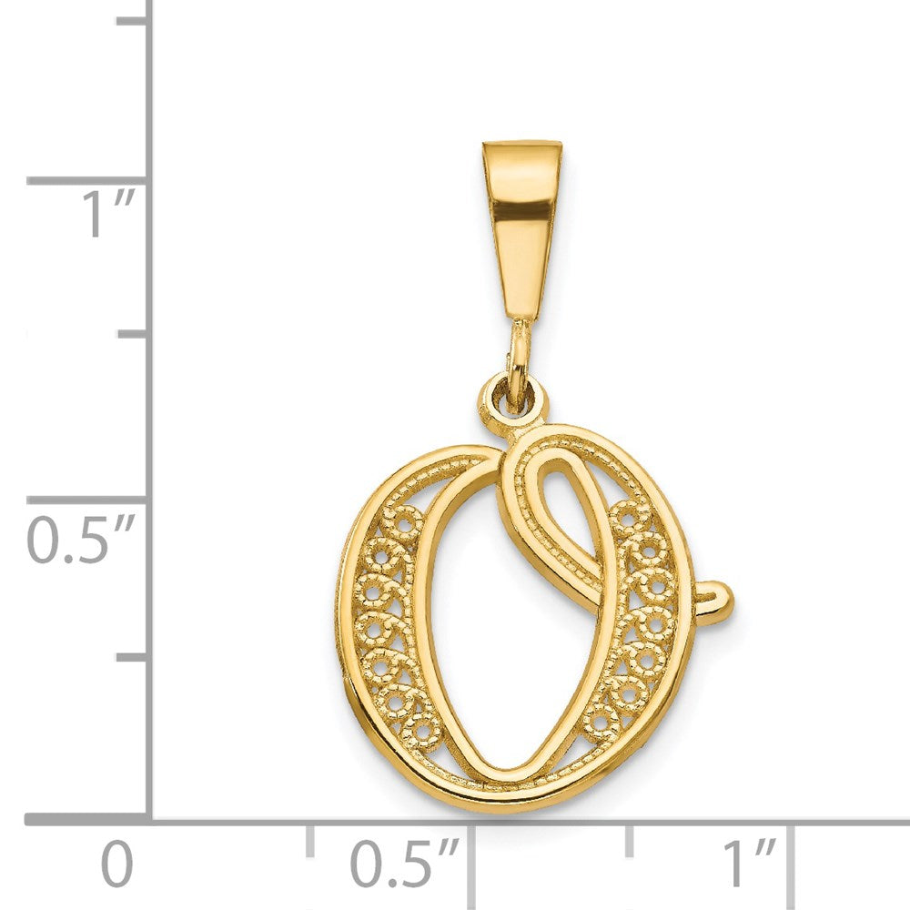 Million Charms 14K Yellow Gold Themed Alphabet Letter Initial O Charm