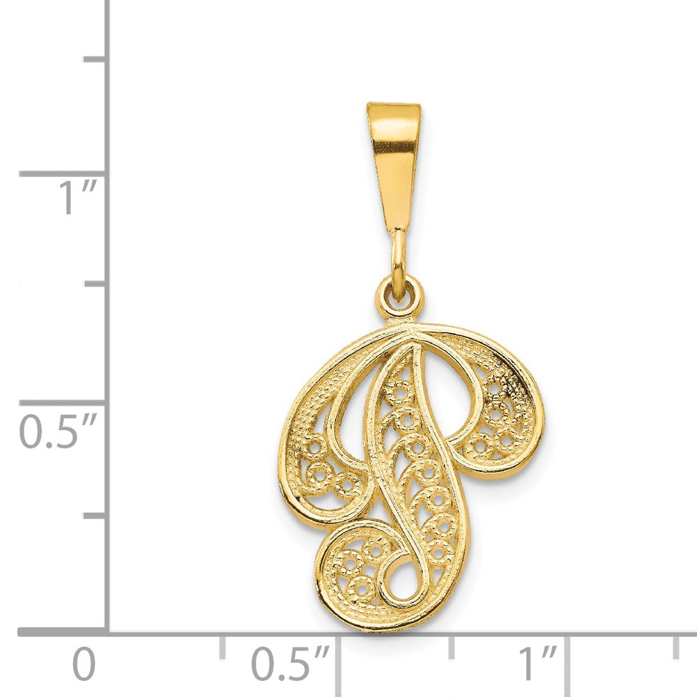 Million Charms 14K Yellow Gold Themed Alphabet Letter Initial P Charm