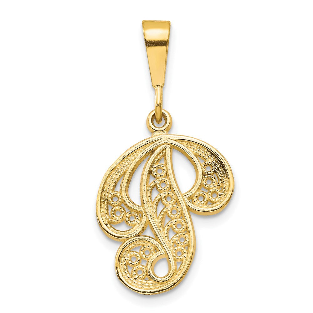 Million Charms 14K Yellow Gold Themed Alphabet Letter Initial P Charm
