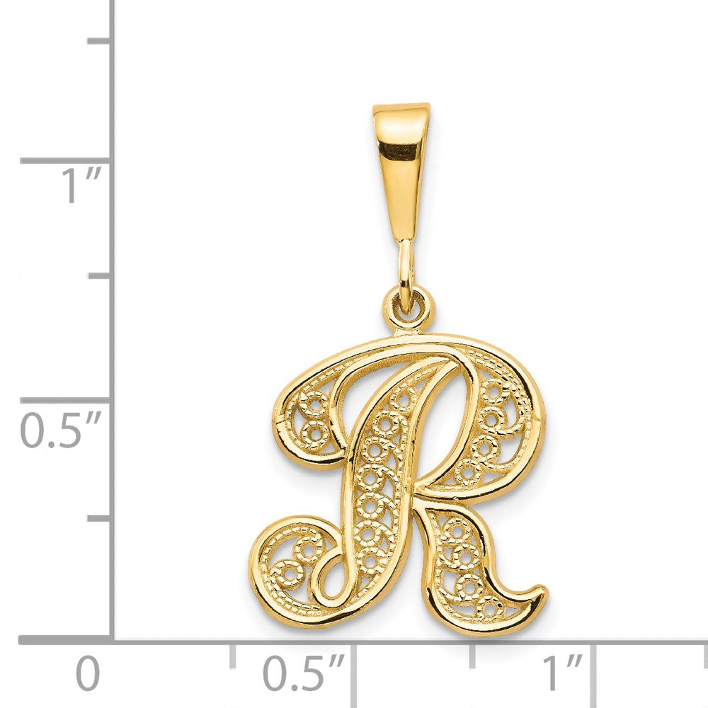 Million Charms 14K Yellow Gold Themed Alphabet Letter Initial R Charm