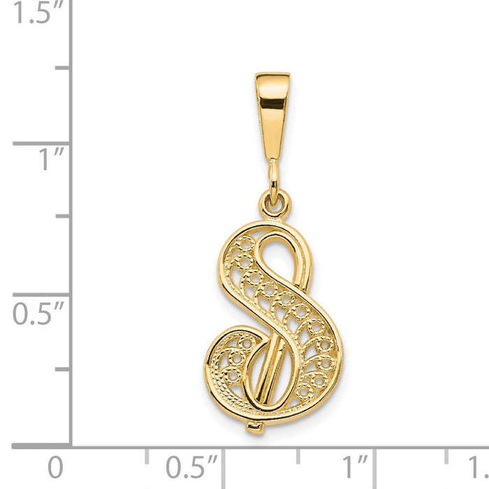 Million Charms 14K Yellow Gold Themed Alphabet Letter Initial S Charm