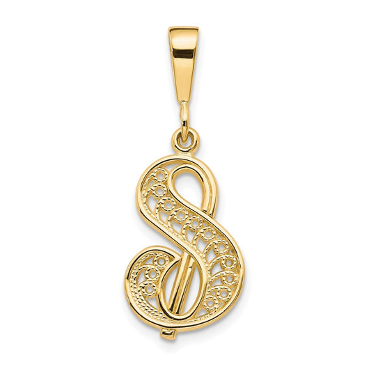 Million Charms 14K Yellow Gold Themed Alphabet Letter Initial S Charm