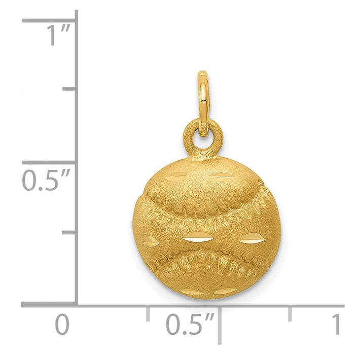 Million Charms 14K Yellow Gold Themed Sports Baseball Charm