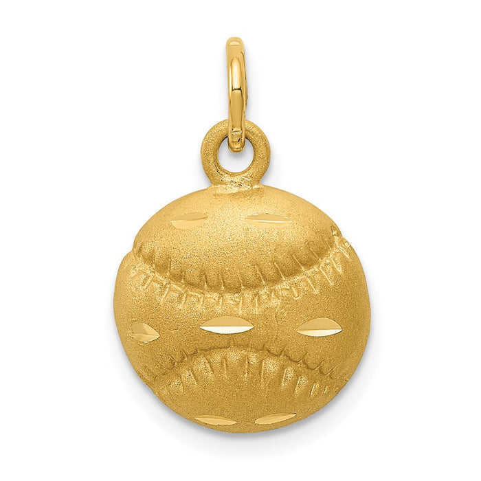 Million Charms 14K Yellow Gold Themed Sports Baseball Charm