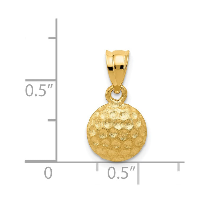 Million Charms 14K Yellow Gold Themed Sports Golf Ball Charm