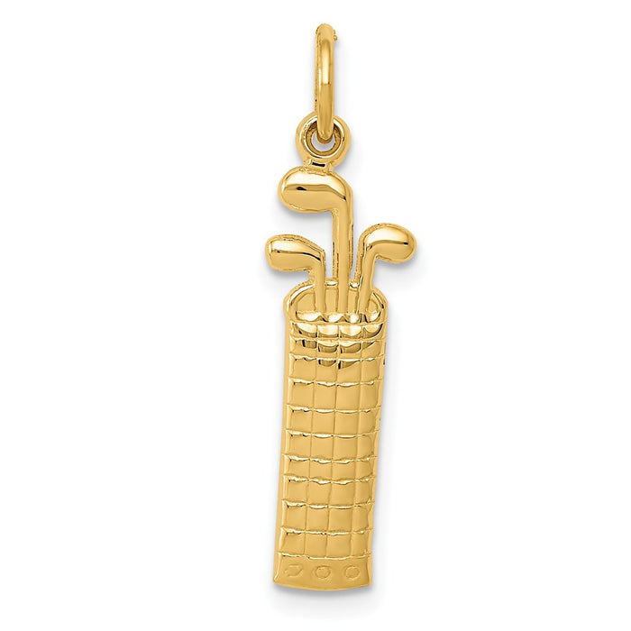 Million Charms 14K Yellow Gold Themed Sports Golf Bag Charm