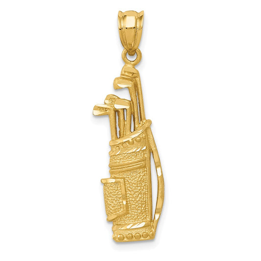 Million Charms 14K Yellow Gold Themed Sports Golf Bag Charm
