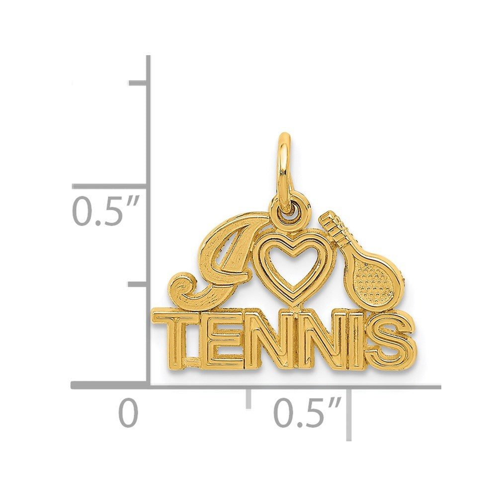 Million Charms 14K Yellow Gold Themed I Love Sports Tennis Charm