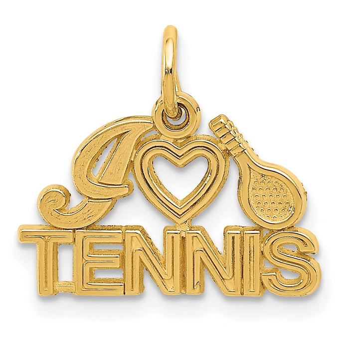 Million Charms 14K Yellow Gold Themed I Love Sports Tennis Charm