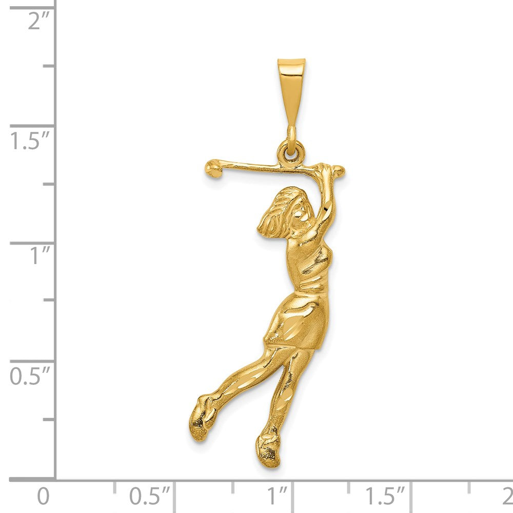Million Charms 14K Yellow Gold Themed Female Golfer Pendant