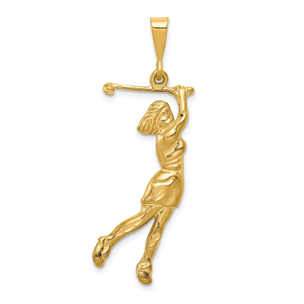 Million Charms 14K Yellow Gold Themed Female Golfer Pendant