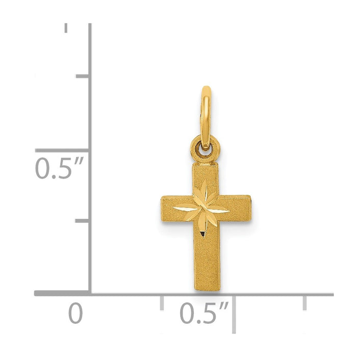 Million Charms 14K Yellow Gold Themed Tiny Relgious Cross Charm