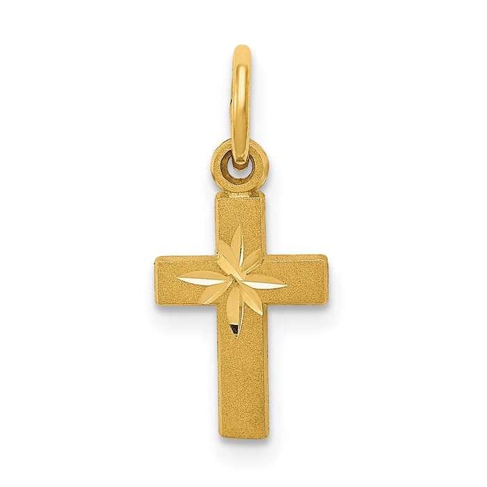 Million Charms 14K Yellow Gold Themed Tiny Relgious Cross Charm