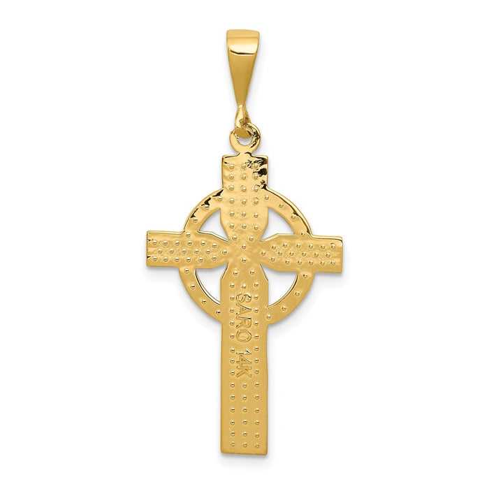 Million Charms 14K Yellow Gold Themed Celtic Relgious Cross Pendant