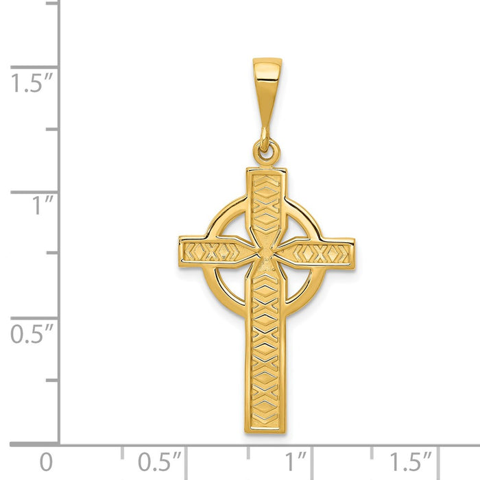 Million Charms 14K Yellow Gold Themed Celtic Relgious Cross Pendant