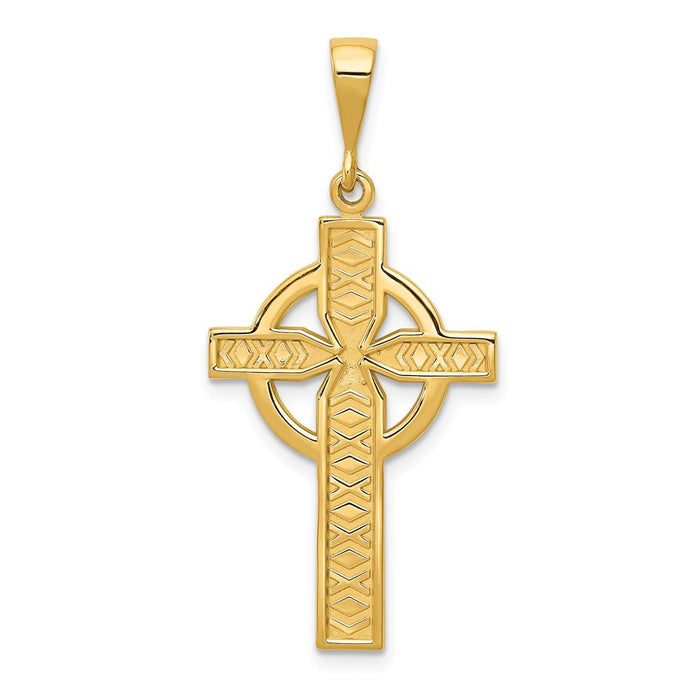 Million Charms 14K Yellow Gold Themed Celtic Relgious Cross Pendant