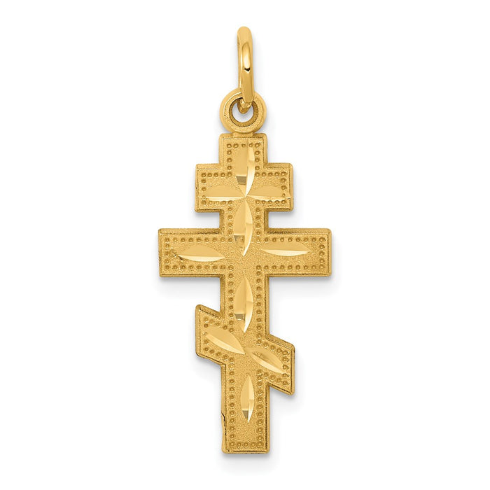 Million Charms 14K Yellow Gold Themed Eastern Orthodox Relgious Cross Charm