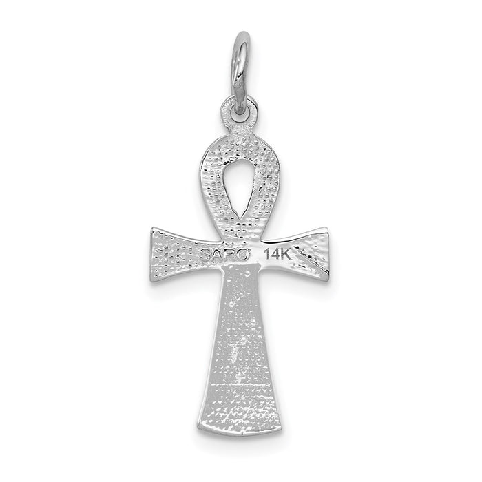 Million Charms 14K White Gold Themed Ankh Relgious Cross Pendant