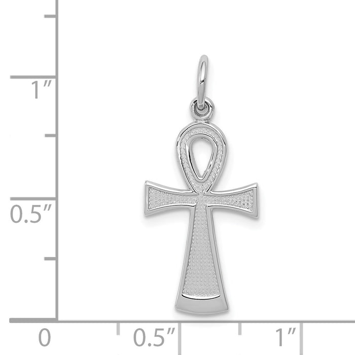 Million Charms 14K White Gold Themed Ankh Relgious Cross Pendant