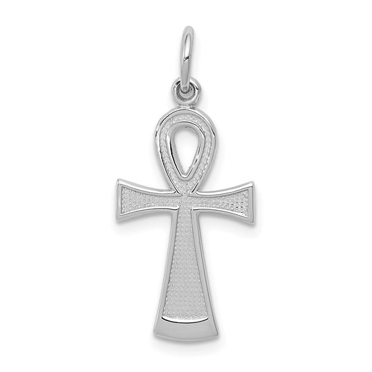 Million Charms 14K White Gold Themed Ankh Relgious Cross Pendant
