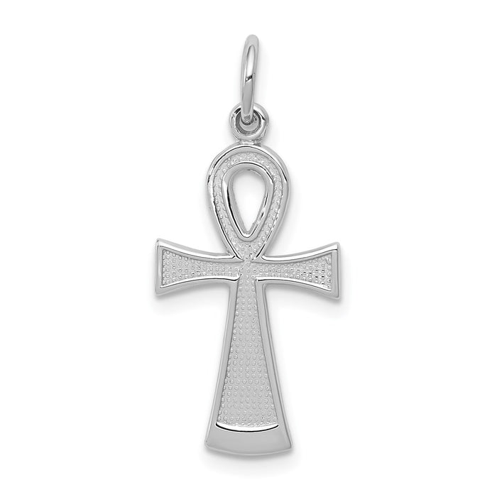 Million Charms 14K White Gold Themed Ankh Relgious Cross Pendant